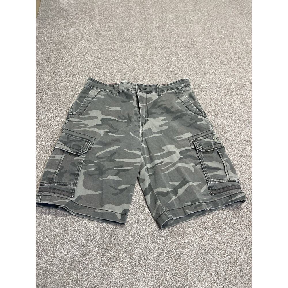 Streetwear relaxed Loose Fit Unionbay Gray Camo utility Cargo Shorts Mens Sz 34